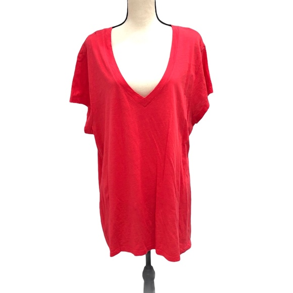 OLD NAVY COTTON V NECK CAP SLEEVE RED T SHIRT XXL - Picture 1 of 11